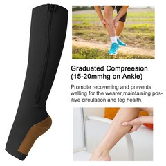 Knee High Compression Socks with Zipper – Foot & Calf Support for Pain Relief