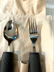 Adaptive Silverware 4 Pc For Elderly Arthritis Medium Weight 3.35 oz- Bunmo