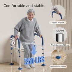 Loyoda Toilet Safety Rails for Seniors,Height-Adjustable Frame Blue
