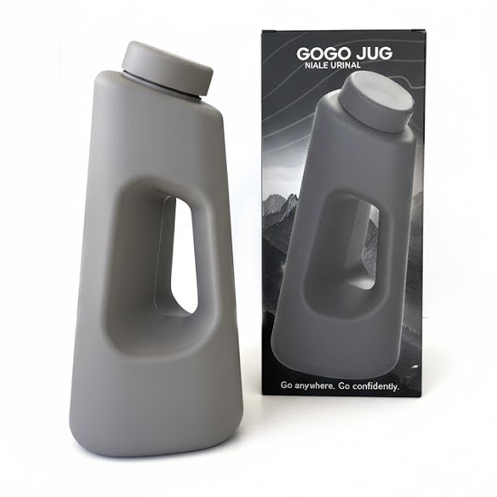 Gogo Jug – Portable Male Urinal Bottle – Large 42oz Capacity – Gray
