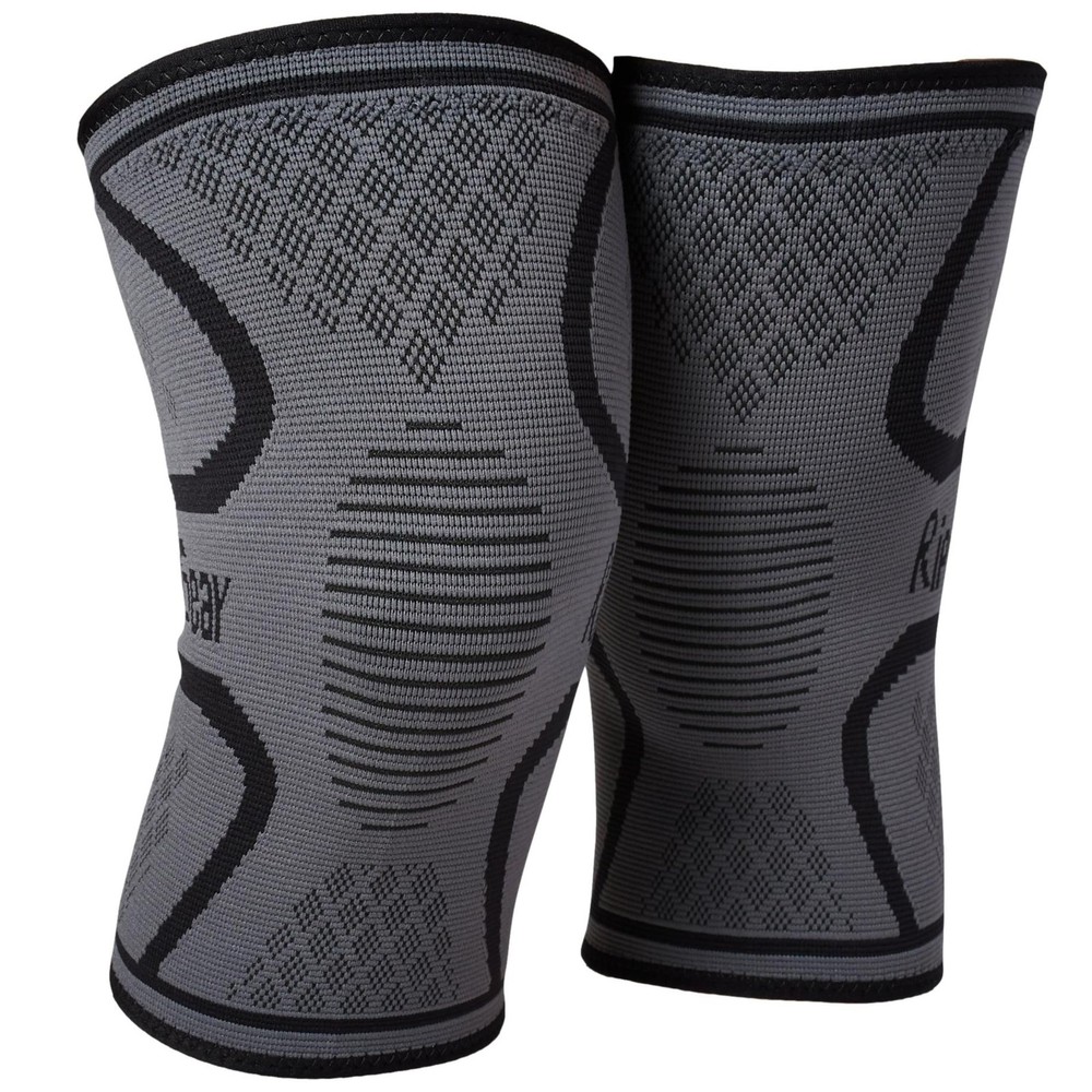 RiptGear Knee Compression Sleeve – 2 Pack – Braces for Large, Gray (2 Pack)