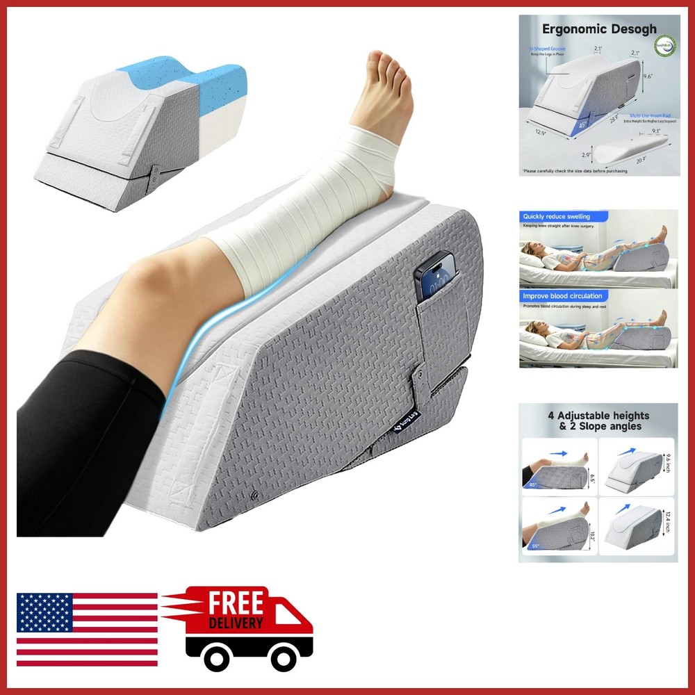 Post-Surgery Leg Elevation Pillow Adjustable for Knee, Ankle & Leg Support