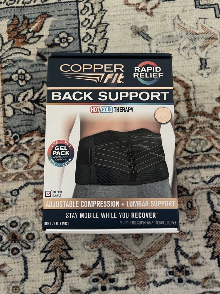 Copper Fit® Adjustable Back Support Brace, Includes Hot/Cold Gel Pack, One Size