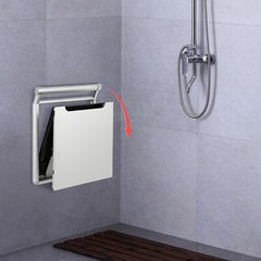 Wall Mounted Folding Shower Bench Aluminum Alloy Silver Rectangular