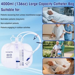 4000ml Urinary Drainage Bag, 3 Pack Catheter Bags for Women and Men, Professi…