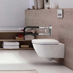 Flip-up Handicap Grab Bars, 29.6 Inch Toilet Safety Rails Wall Mount Grab Bar…