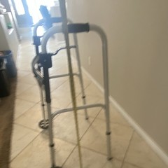 Drive 2-Wheel Aluminum Walking Frame, Adjustable Height, 300 lb, Silver/Blue