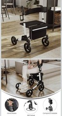 Flash Furniture Hercules Adjustable Height Folding Rollator Walker 360° Swivel