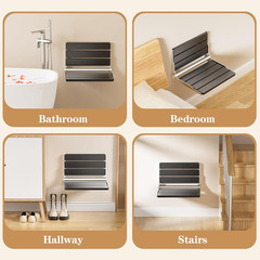 Wall-Mounted Folding Shower Seat, 15″ Space-Saving Chair for 400 lbs Capacity