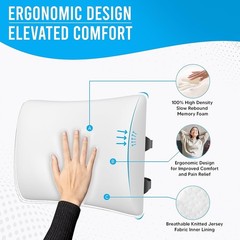 Memory Foam Seat Cushion Lumbar Support Ergonomic Back Support for Office Car