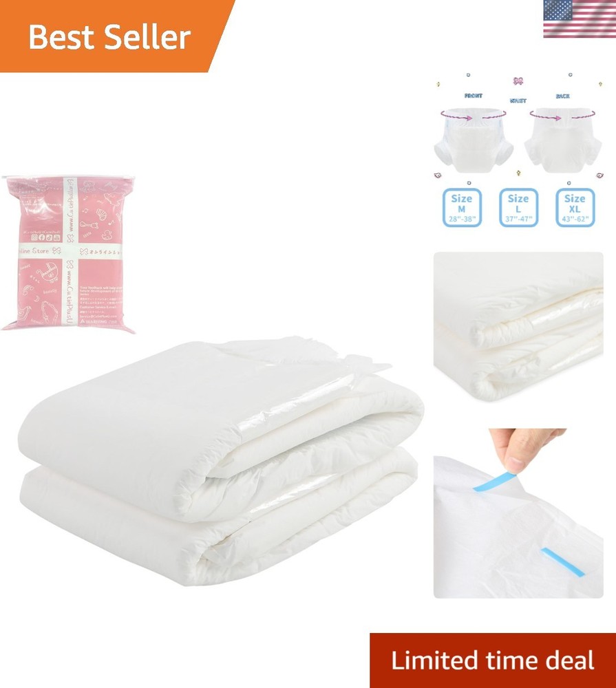 Disposable Adult Diapers with Leak Protection – Large, Ultra-Soft White Design