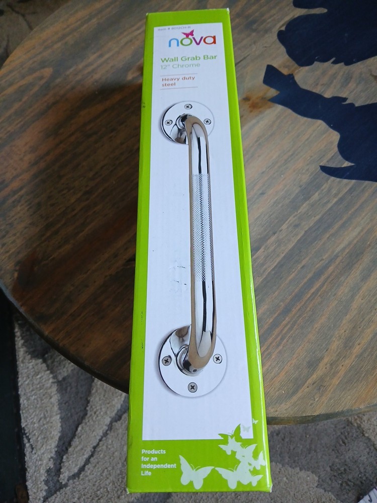Nova Ortho Med Wall Heavy Duty Steel Grab Bar 12″ CHROME . Open Box