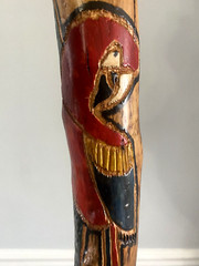 Wooden Walking Stick Staff Cane Hand Carved Painted 44″ Parrot Design