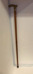 Vintage Wood & Solid Brass Derby Scroll Cane Walking Stick 35″ # 7196