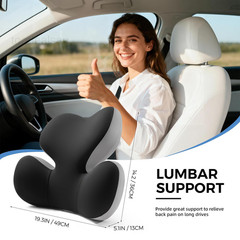 Lumbar Support Pillow for Car, 19.3(L)×5.1(W)×14.2(H) in, Blackgray