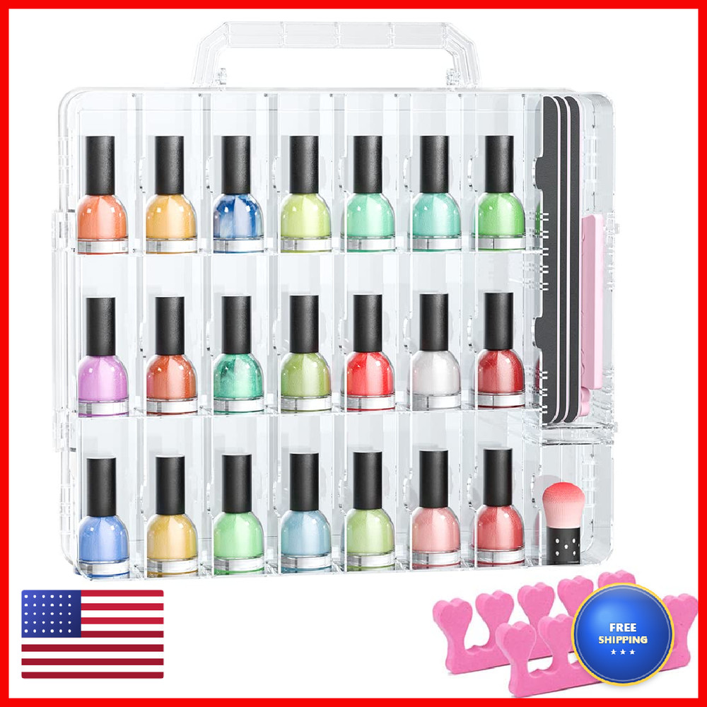 Jiasheng Nail Polish Organizer Case For 48 Bottles Gel Nail Polish Storage