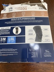 Copper Fit Elite Compression Knee Sleeve 2 Pack L/XL 16-20″ Airflow Technology