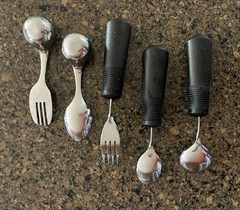 Easy Grip Weighted Adaptive Eating Utensils OXO and Other for Elderly/Disabled