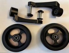Pair (2) Single Sided Forks with 5/16′ Axles & (2) 4″ Caster Wheels