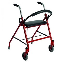 drive 2-Wheeled Walker Red Aluminum Frame Adjustable Height 300 Lb. Capacity, 1