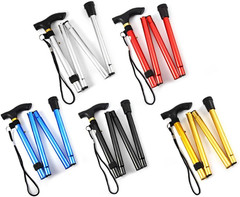 Adjustable Lightweight Folding Walking Stick with Non-Slip Rubber Base