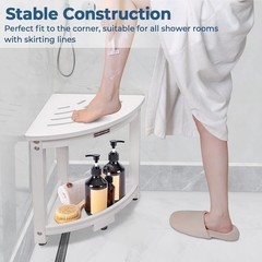 Waterproof Corner Shower Stool for inside Shower, Anti-Fading Shower Bench for S