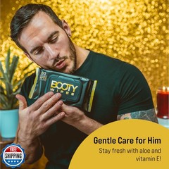 Booty Wipes – Flushable Wipes for Men – Aloe Vera and Vitamin E – Non-Woven –