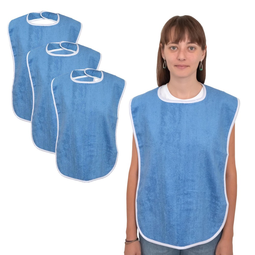Elaine Karen Adult Bibs for Eating – 3 Count (Pack of 1), Blue