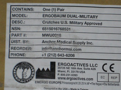 1 PAIR – Ergobaum MWU0018 Dual-Military Crutches Underarm Pads 651501676853 New