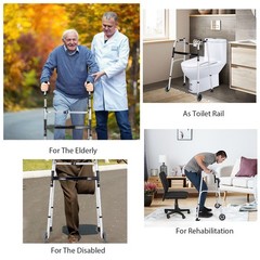 Folding Aluminum Alloy Wheel Walking Frame Adjustable Walker W/Armrest Support