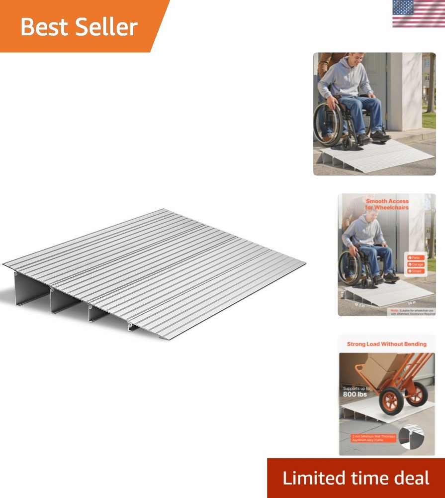 Door Threshold Ramp 4‘’ Rise Aluminum Alloy Threshold Ramp Rated 800 lbs Load…