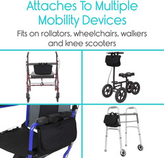 Wheelchair Carry Bag – Arm Rest Pouch for Rollator, Walkers, Power Wheel Chairs