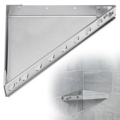 Custom Floating Corner Shower Bench Kit – Wall Mount Shower Seat & Storage, 17″x