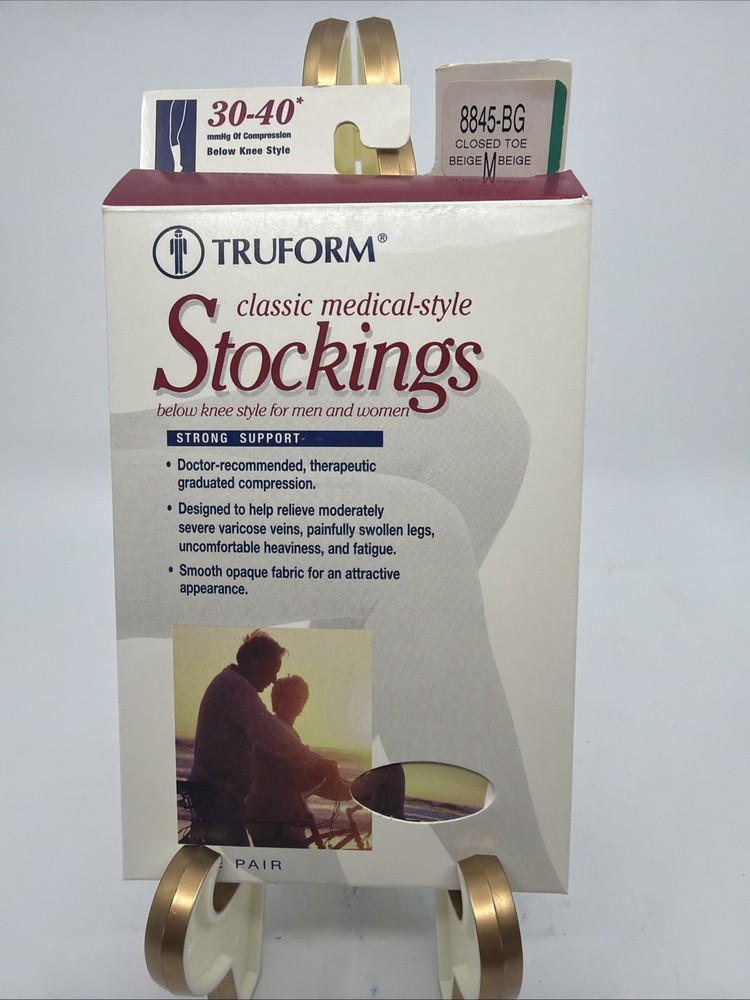 Truform 8865-BG Compression Stockings Below Knee Closed Toe 20-30 mmHg Beige XL