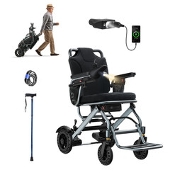 33lb Lightweight Electric Wheelchairs for Adults, 20 Mi & 360W Dual Motor, Black
