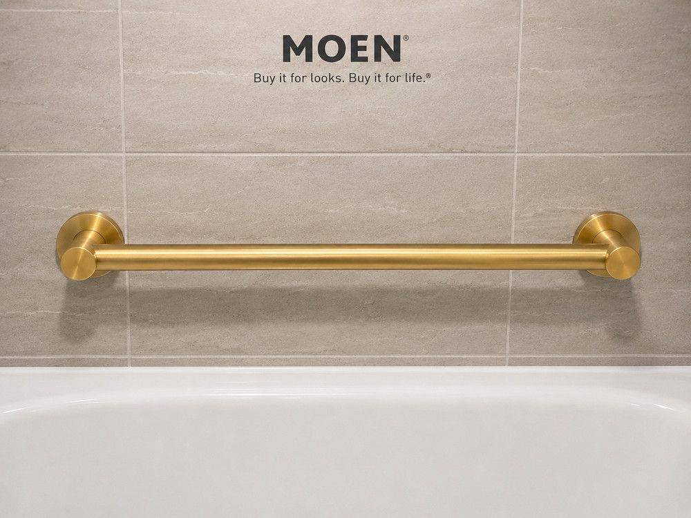 Moen YG0324BG Flara 24″ Grab Bar – Brushed Gold
