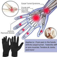 2 Pairs Copper Arthritis Compression Gloves Hand Support Joint Pain Relief Sport