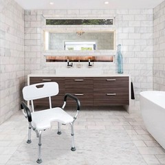 Adjustable Portable Bath Shower Chair with Arms & Backrest – 250 lb Capacity