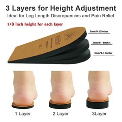 SIIHEA Adjustable Heel Lifts Inserts, 1/8“ Height Medium(1Pair), Brown