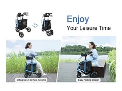 WALK MATE Lightweight 3-Wheel Walker with Seat Tri-Rollator for Seniors Blue