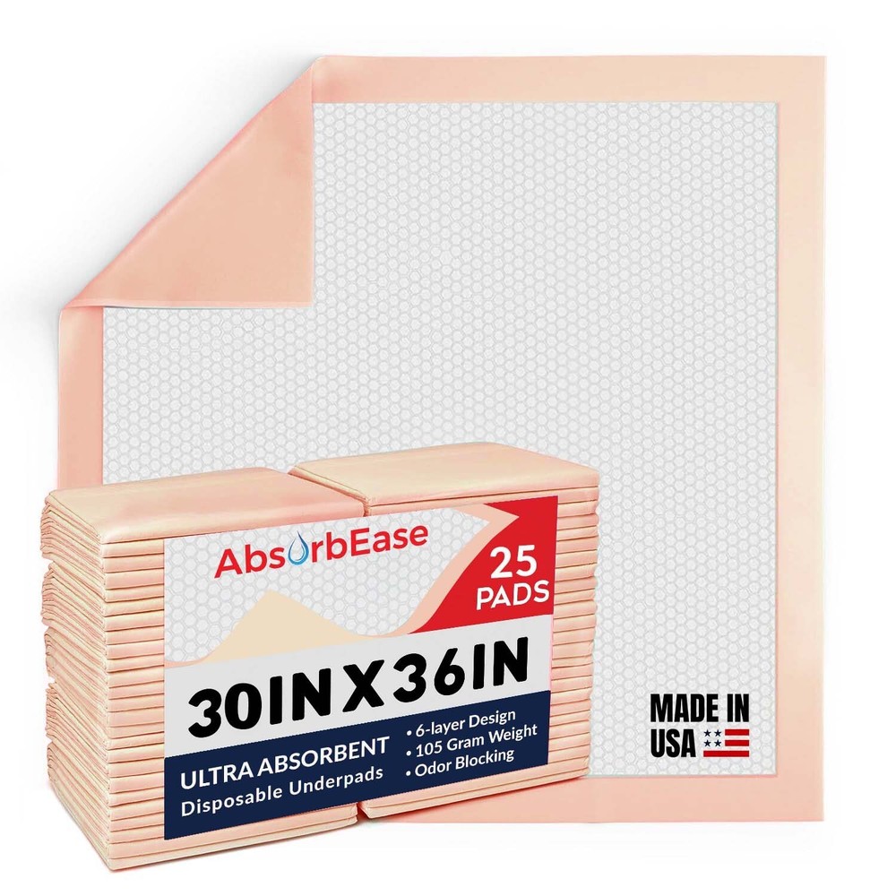 25 Pack 30 x 36 ULTRA HEAVY Absorbency Underpads, Adult Disposable Polymer Pads