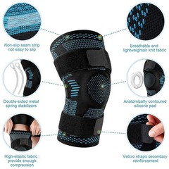 Knee Brace Support Compression Sleeve Adjustable Non Slip Gym Running Men Women