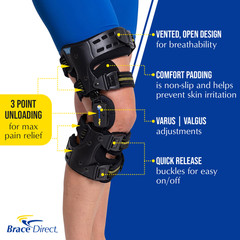 Osteoarthritis Unloader Adjustable ROM Stabilizing Knee Brace L1851 and L1843