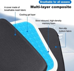 Thick Non-Slip Memory Foam Seat Cushion with Washable Cover & Storage Pocket