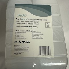 MedVance- Urinals for Men 1000ml with Glow in The Dark Spill Proof Lid 4pk