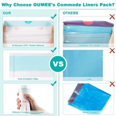 Disposable Commode Liners 20.8×15.75 in – Leak-proof Portable Potty Bags