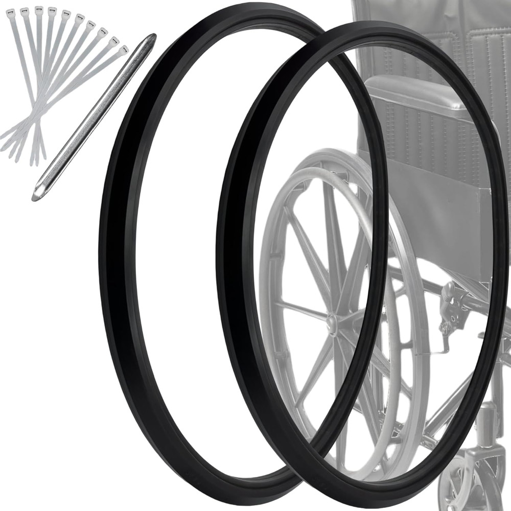 Wheelchair Tires 24 Inch Flat Free Polyurethane Replacement Set Fits All Brands