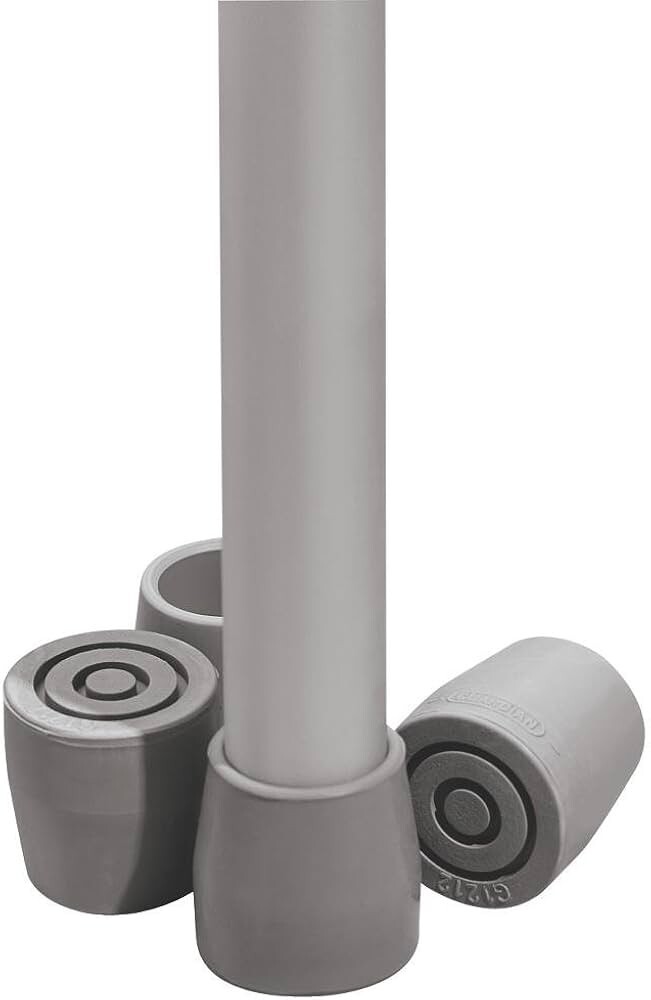 Lot of 4 Medline Guardian Rubber Tips Metal Reinforced Gray Walker Shower Chair