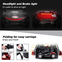 MetroMobility 300W 4-Wheel Folding Mobility Scooter 9″ Tires 300lb LED Rear Susp