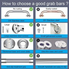 Stainless Steel Shower Grab Bar Anti-Slip Bathroom Grab Bar Support Shower Rail